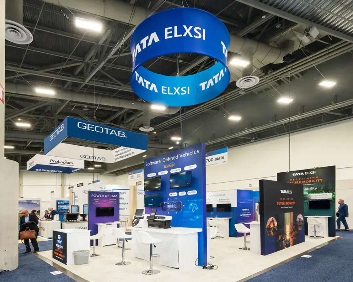 20×30 Trade Show Booth for Tata Elxsi At CES, Designed and Built By Exponents in Las Vegas