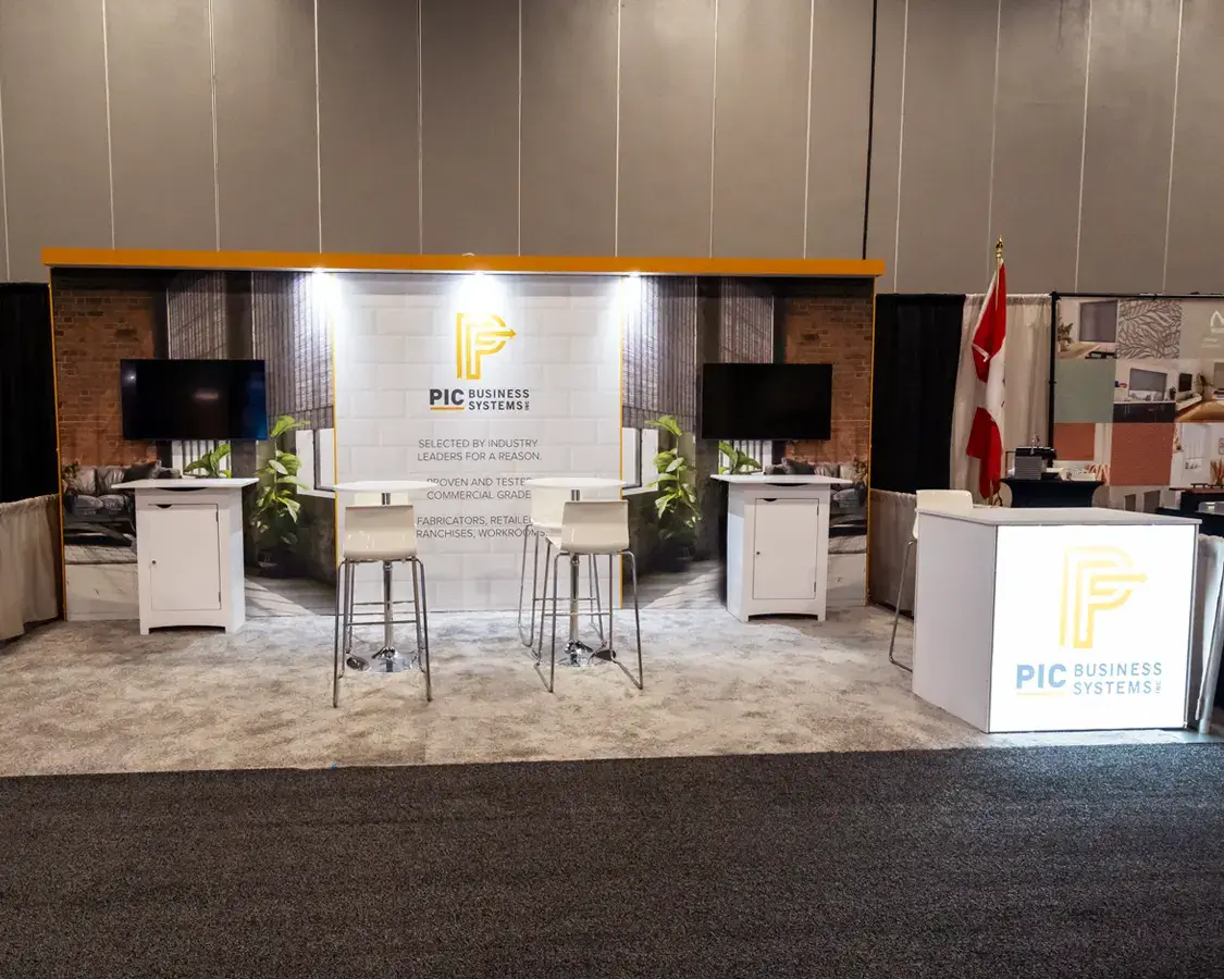 10x20 Trade Show Booth for Pic Business Systems at Home Franchise Concepts Show, Designed and Built by Exponents in Las Vegas 10x20 Trade Show Booth for Pic Business Systems at Home Franchise Concepts Show, Designed and Built by Exponents in Las Vegas