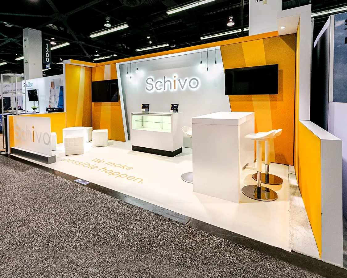 10×20 Trade Show Booth for Schivo At MD&M West, Designed and Built by Exponents in Anaheim