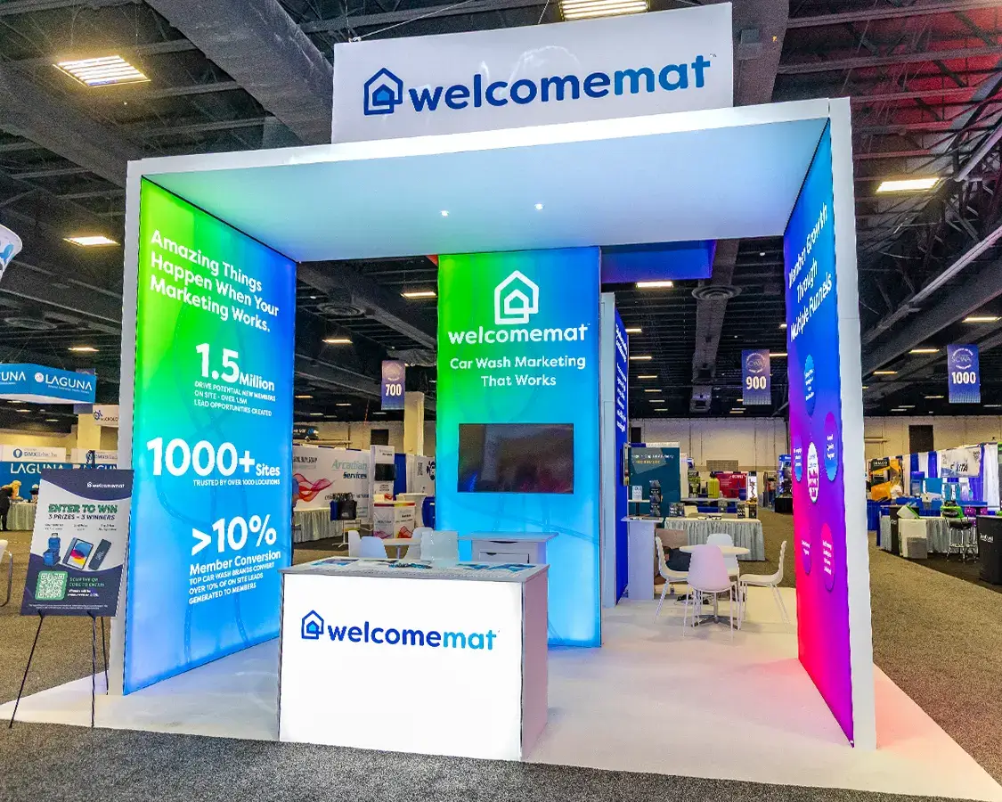 Welcomemat, Top-notch 20x20 trade show booth rentals