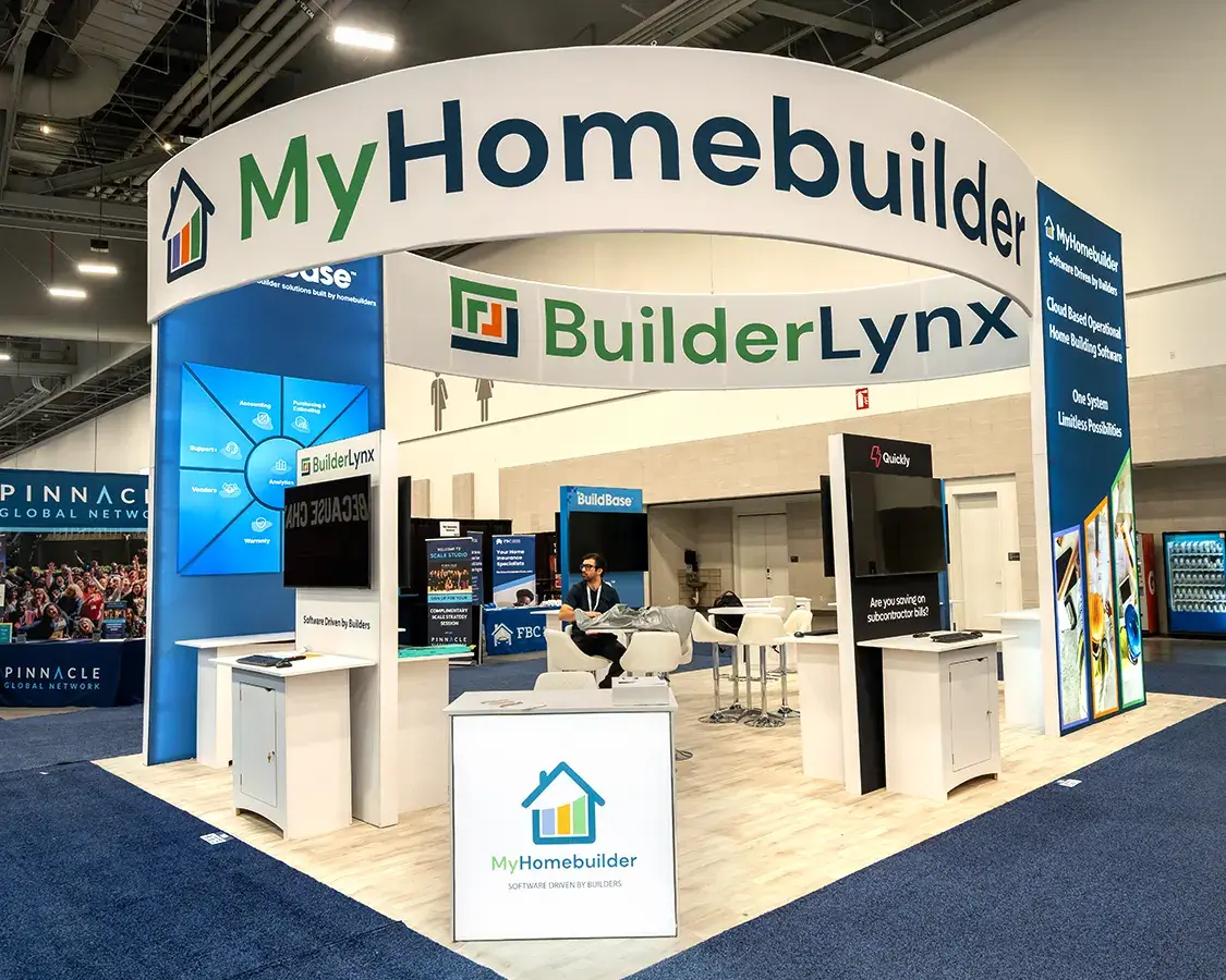 20x30 Trade Show Exhibit for MyHomebuilder at NAHB IBS Show, Designed and Built by Exponents in Las Vegas, NV