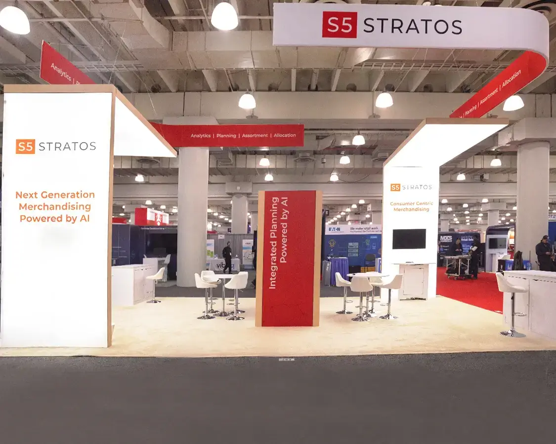 20×30 Trade Show Exhibit Booth for S5Stratos At NRF Show, Designed and Built By Exponents in New York 20×30 Trade Show Exhibit Booth for S5Stratos At NRF Show, Designed and Built By Exponents in New York