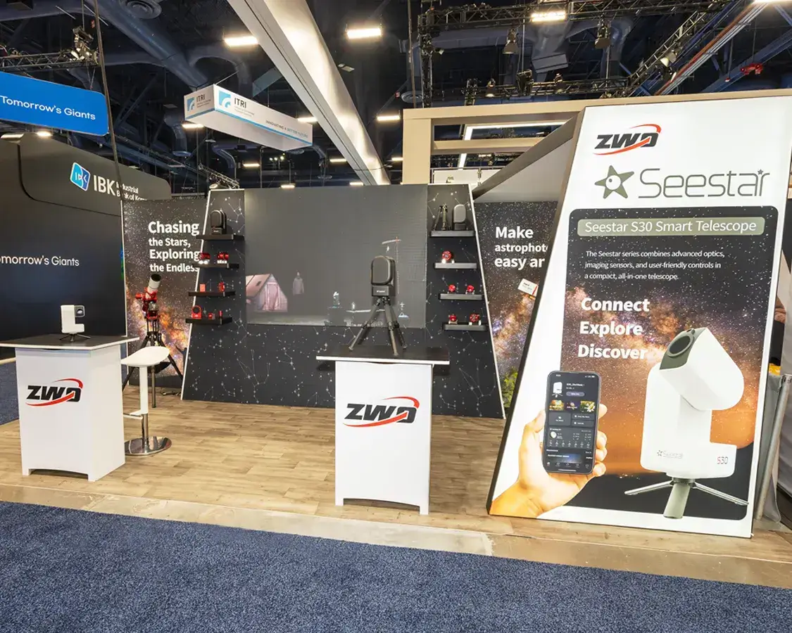 ZWO - 10x20 Exhibition Stands Rental AT CES Show 2025, Las Vegas, NV ZWO - 10x20 Exhibition Stands Rental AT CES Show 2025, Las Vegas, NV