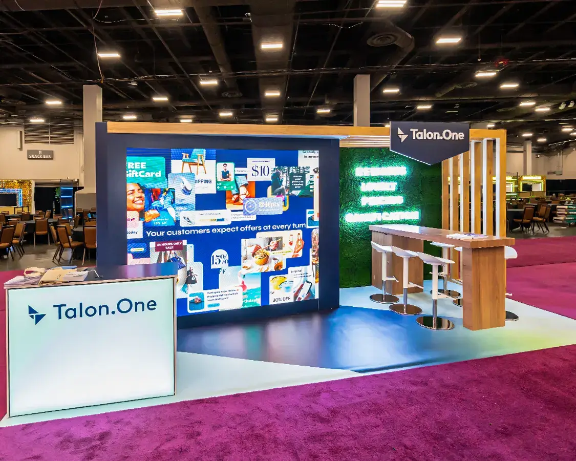 10x20 Trade Show Booth for Talon.One at Shoptalk Show, Designed and Built by Exponents in Las Vegas