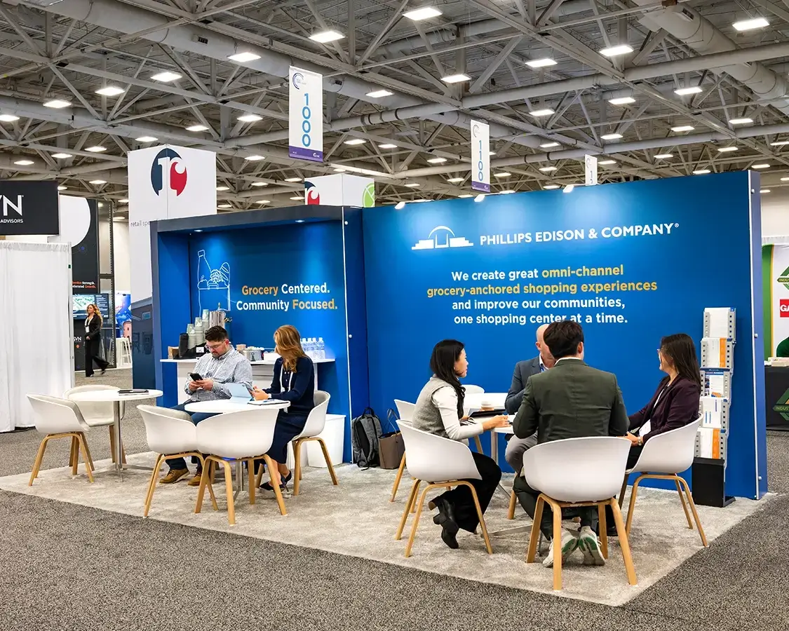 10x20 Trade Show Exhibit for PHILLIPS EDISON At ICSC Red River, Designed and Built By Exponents in Dallas 10x20 Trade Show Exhibit for PHILLIPS EDISON At ICSC Red River, Designed and Built By Exponents in Dallas