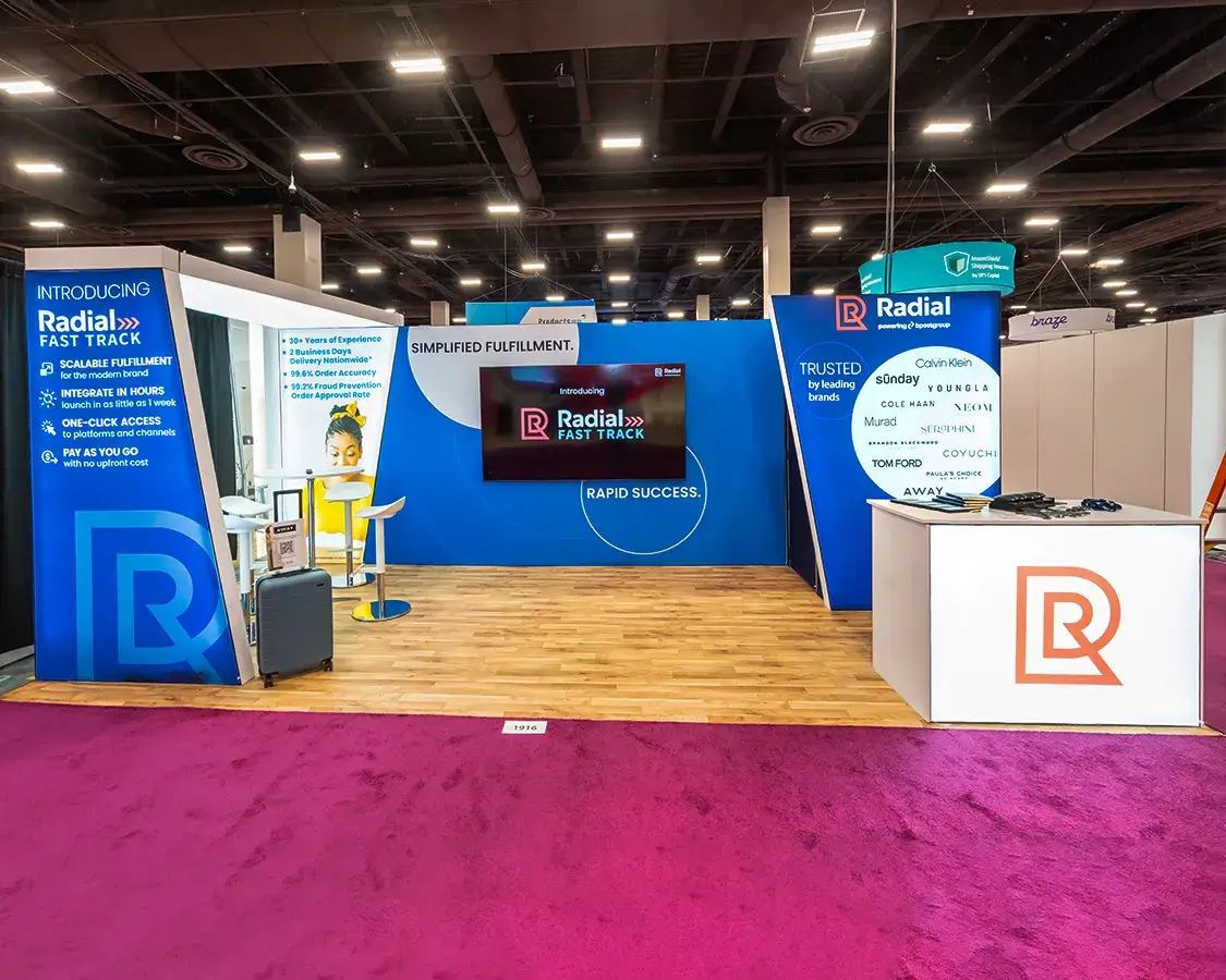 10x20 Trade Show Exhibit for Radial at Shoptalk, Designed and Built by Exponents in Las Vegas, NV 10x20 Trade Show Exhibit for Radial at Shoptalk, Designed and Built by Exponents in Las Vegas, NV