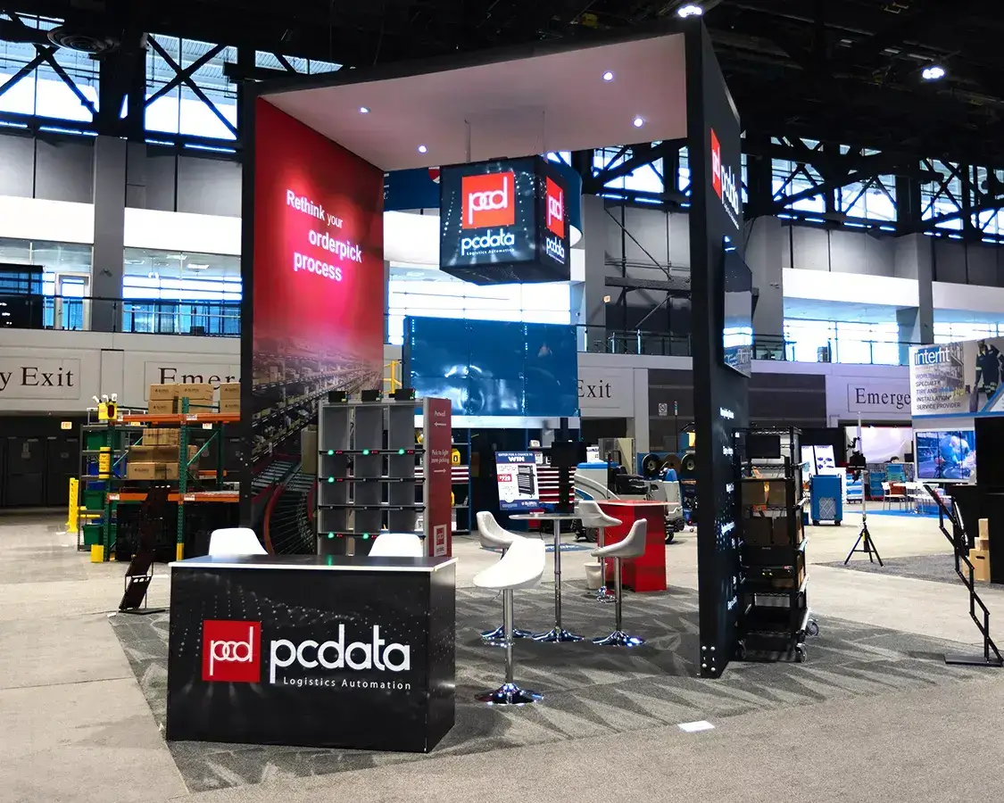 20x20 Booth Rental for PC Data at Promat Show 2025, Designed and Built by Exponents in Chicago, IL