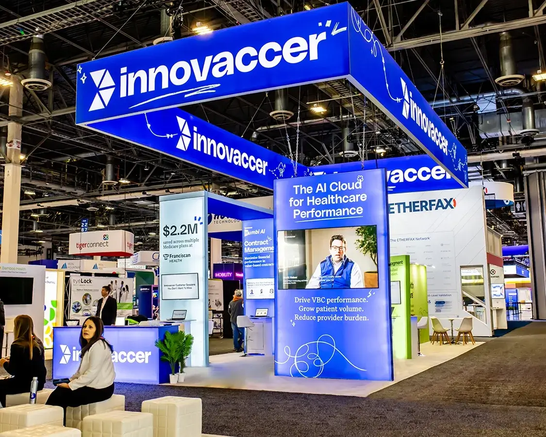 20x40 Custom Exhibit Booth for Innovaccer at HIMSS, Designed and Built by Exponents in Las Vegas