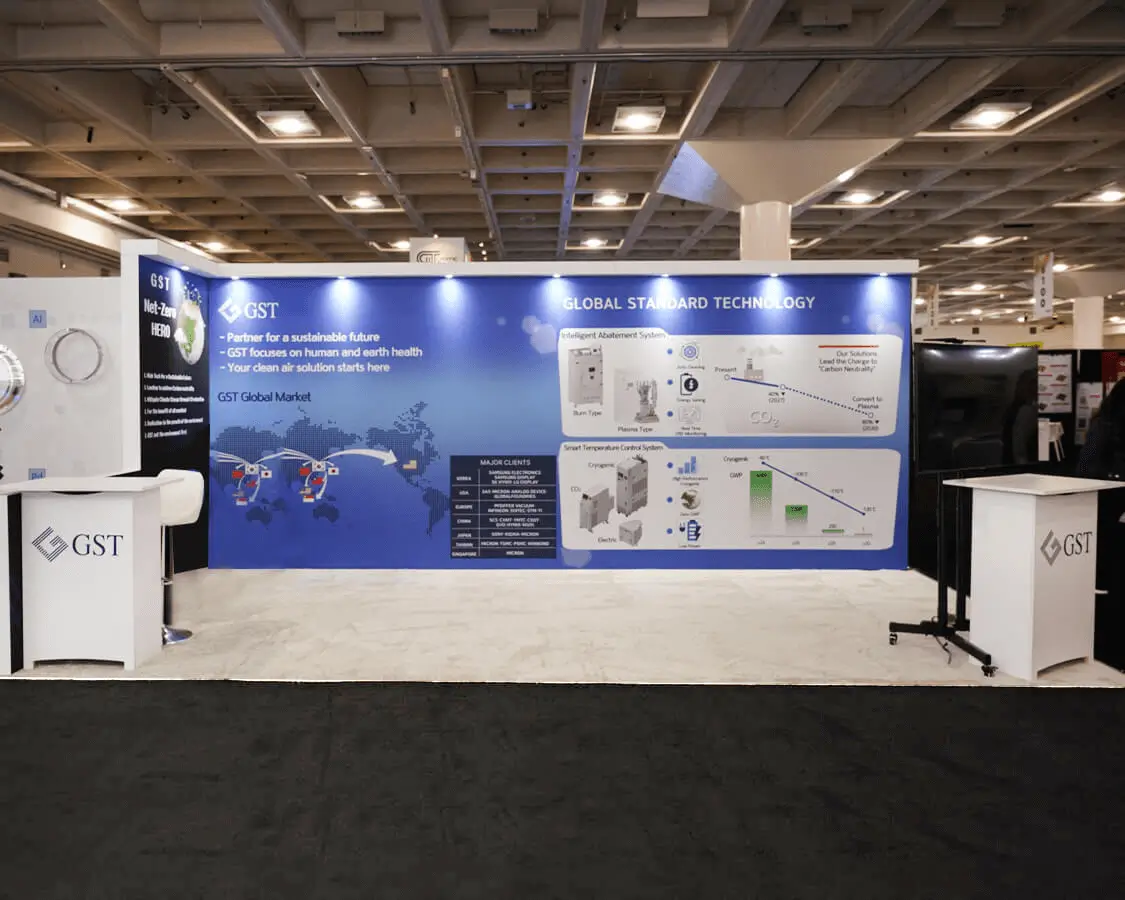 10×20 Trade Show Booth Design for GST At Semicon West, Designed and Built By Exponents in San Francisco