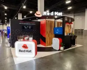 10×20 Exhibit Booth Rental for Red Hat At Black Hat, Designed and Built By Exponents in Las Vegas