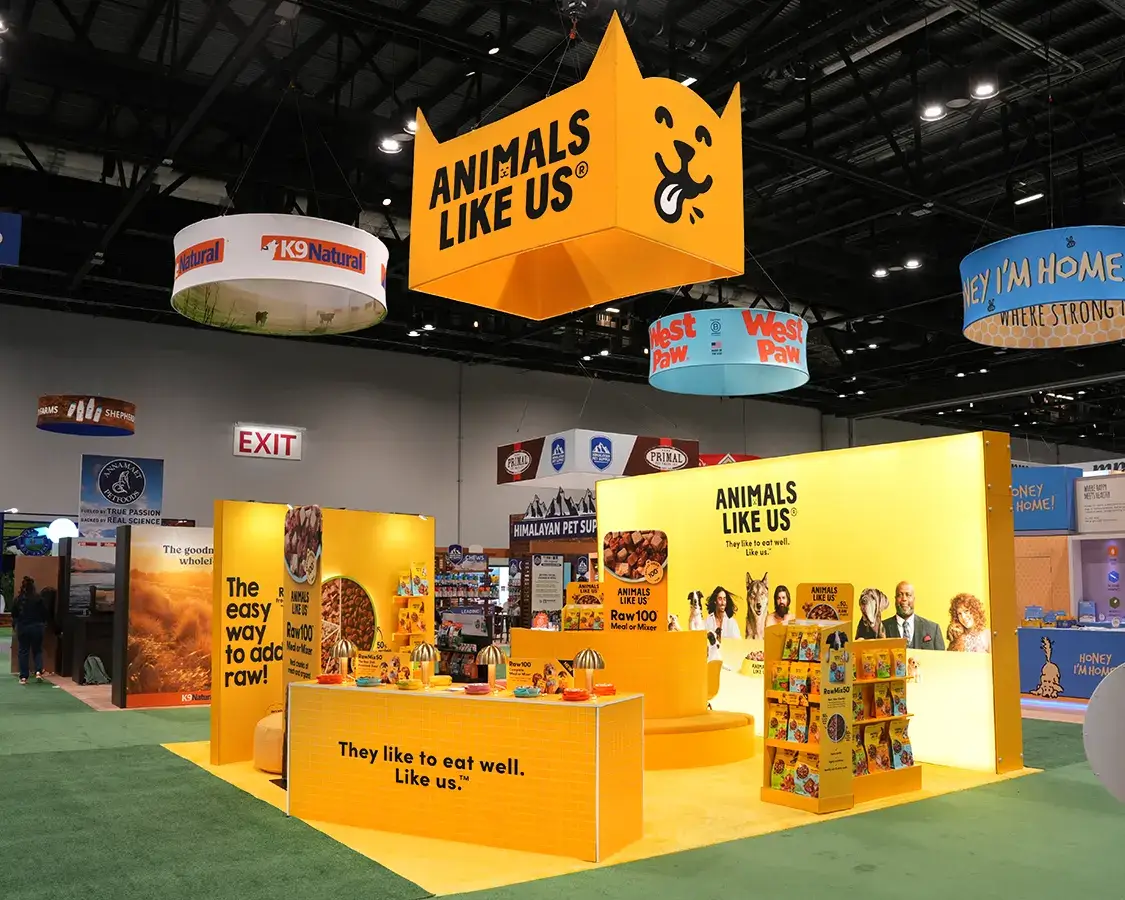 20×20 Booth Rental for Animals like us at Global Pet Expo, Designed and Built By Exponents in Orlando