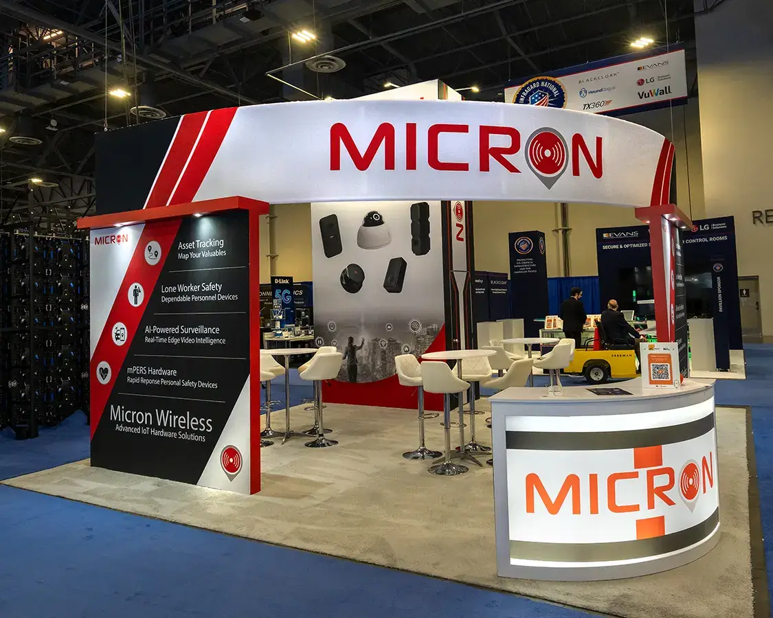 20×20 Trade Show Exhibit for Micron at ISC West Show, Designed and Built by Exponents in Las Vegas, NV