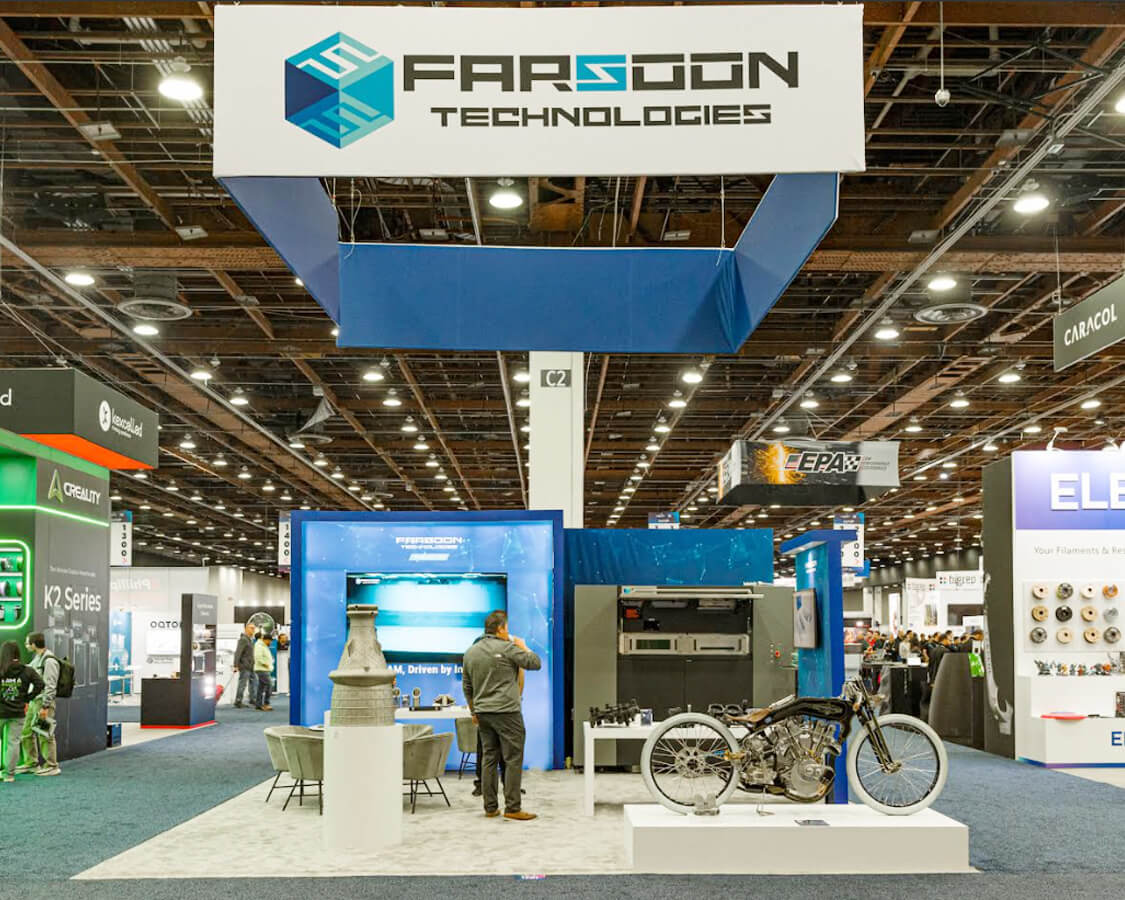 20×25 Custom Trade Show Booth Rental for Farsoon At Rapid+TCT Show, Designed and Built By Exponents in Detroit