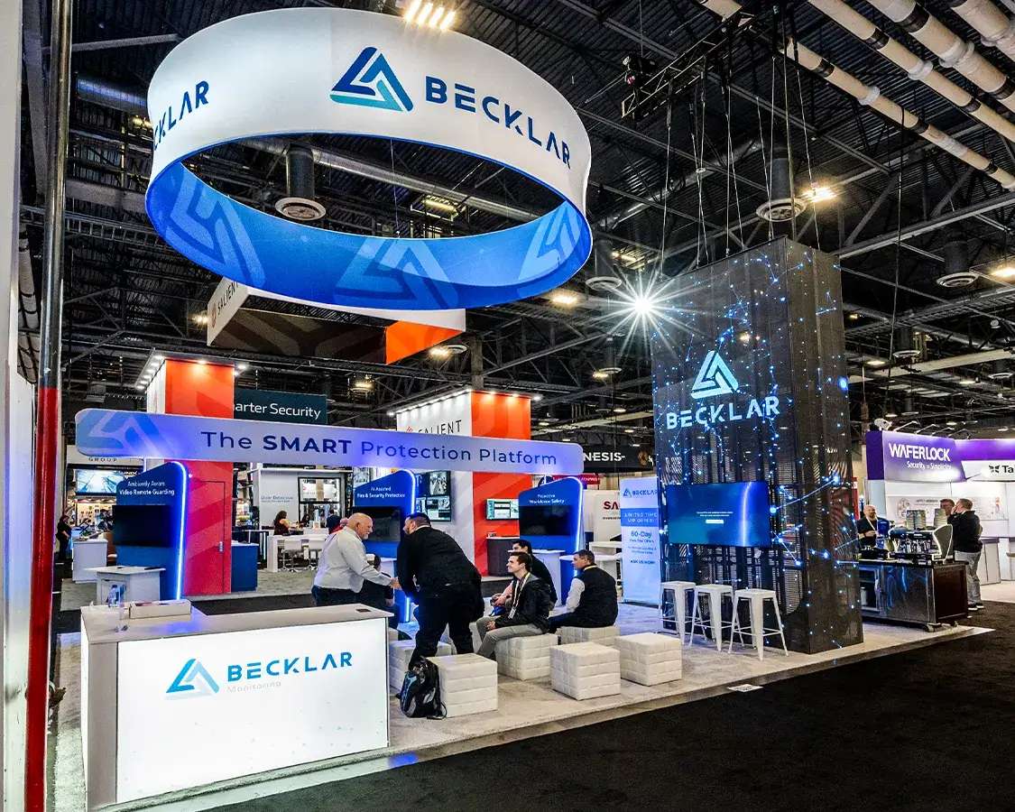 20x30 Exhibit Booth for Becklar at ISC West, Designed and Built by Exponents in Las Vegas, NV