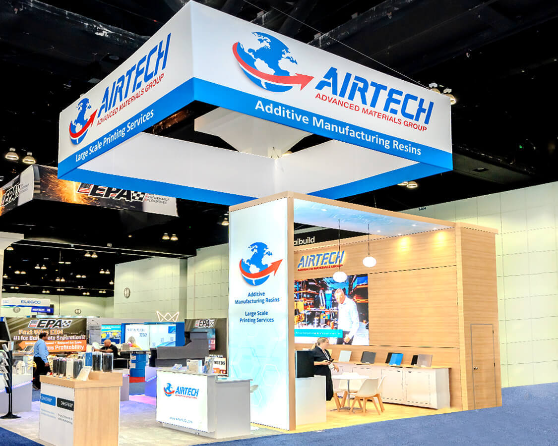 20x30 Exhibit Booth for Airtech At Rapid + TCT Show, Designed and Built By Exponents in Los Angeles