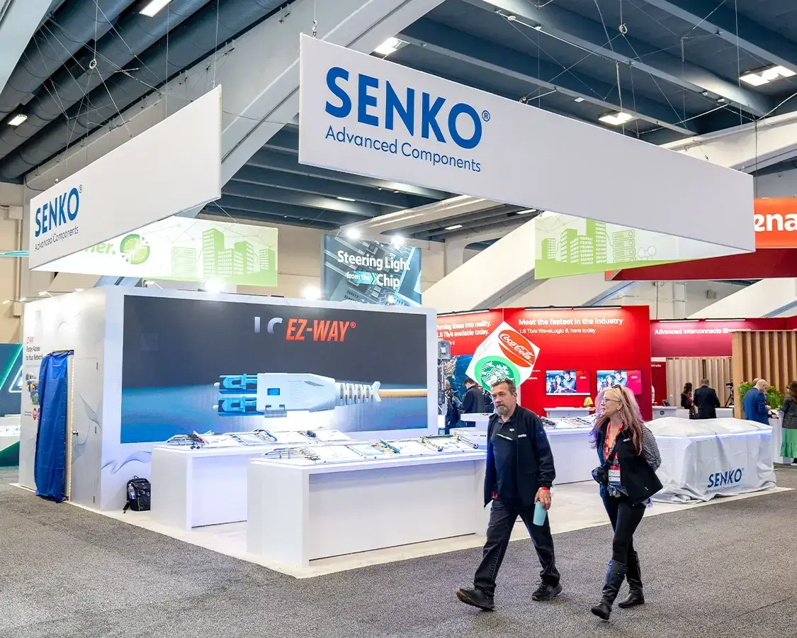 30x30 Custom Trade Show Exhibit for Senko At OFC, Designed and Built By Exponents in San Francisco 30x30 Custom Trade Show Exhibit for Senko At OFC, Designed and Built By Exponents in San Francisco