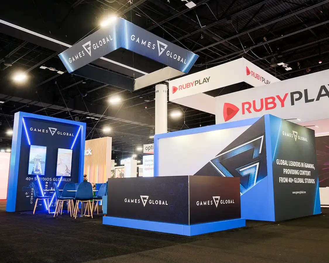 20x30 Trade Show Booth Rental for Games Global at SBC Summit 2025, Designed and Built by Exponents in Fort Lauderdale, FL