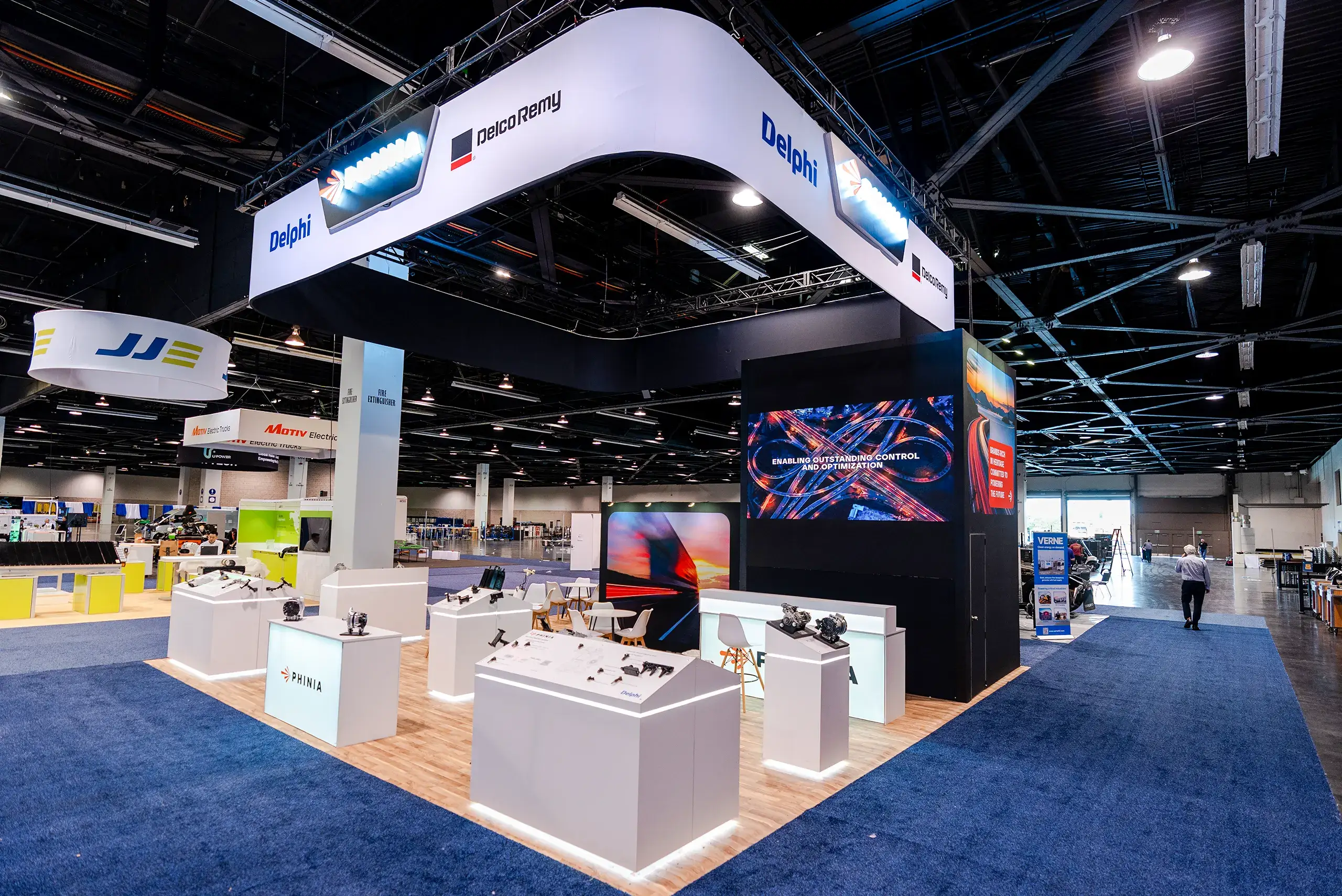 30×30 Trade Show Exhibit Booth for Delphi At ACT Expo, Designed and Built By Exponents in Anaheim 30×30 Trade Show Exhibit Booth for Delphi At ACT Expo, Designed and Built By Exponents in Anaheim