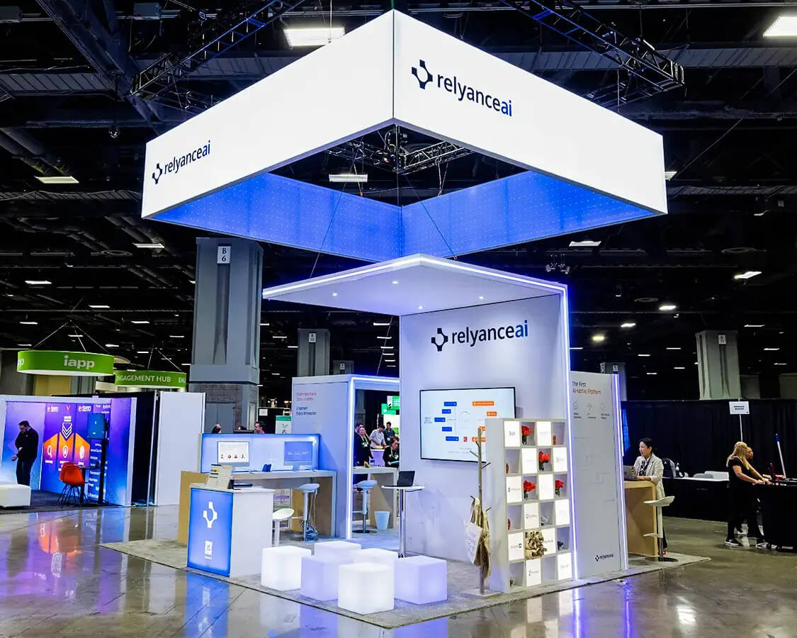 20×20 Trade Show Exhibit for Relyanceai At IAPP Show, Designed and Built By Exponents in Washington
