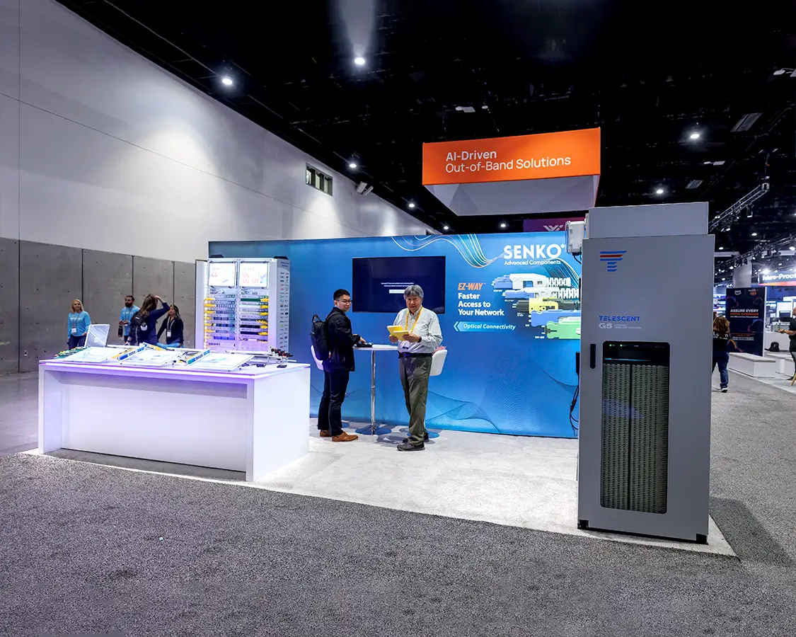 10x20 Trade Show Display for Senko at Cisco live, Designed and Built by Exponents in San Diego, CA