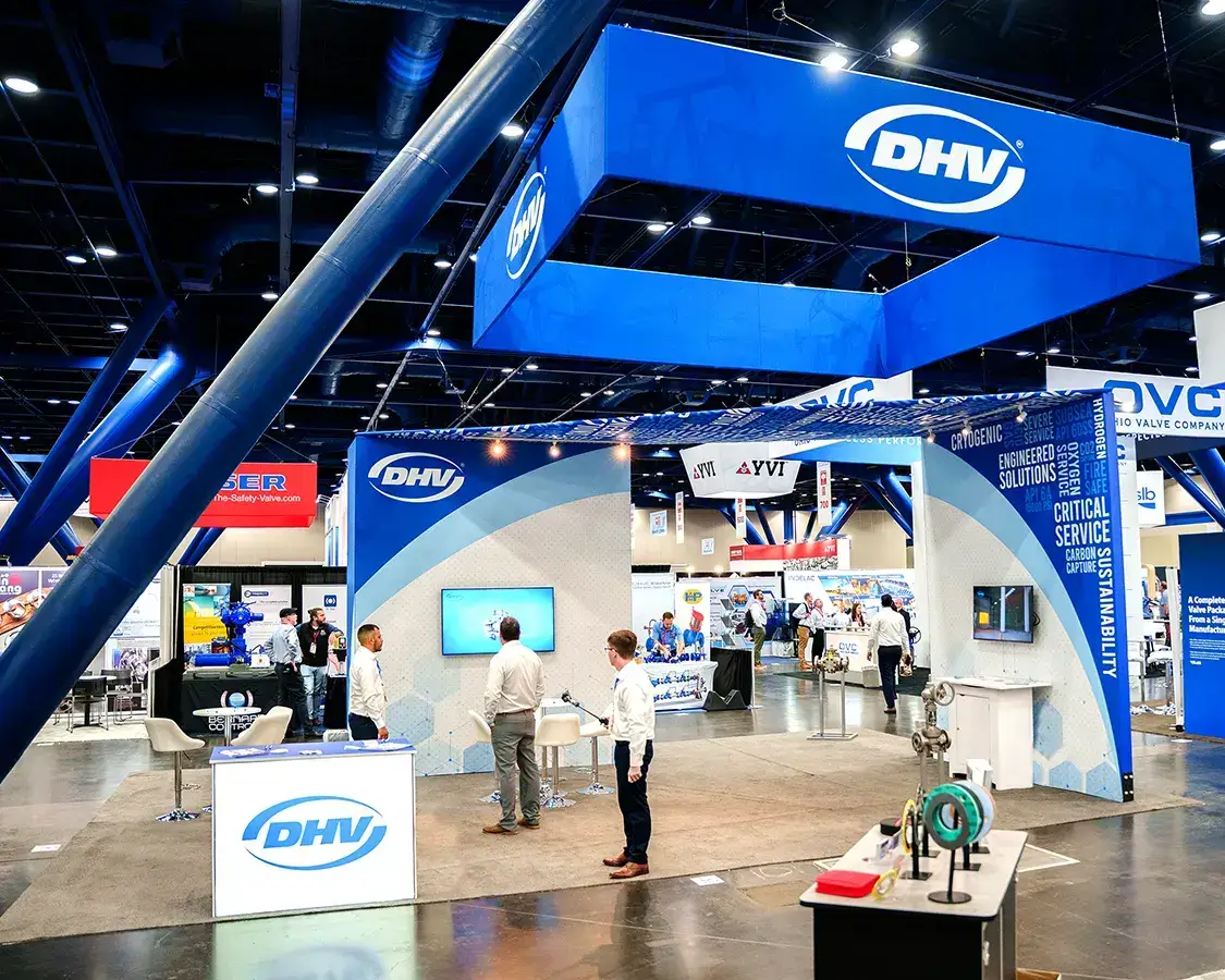 20x30 Trade Show Booth for DHV At Valve World Expo Americas, Designed and Built By Exponents in Houston 20x30 Trade Show Booth for DHV At Valve World Expo Americas, Designed and Built By Exponents in Houston