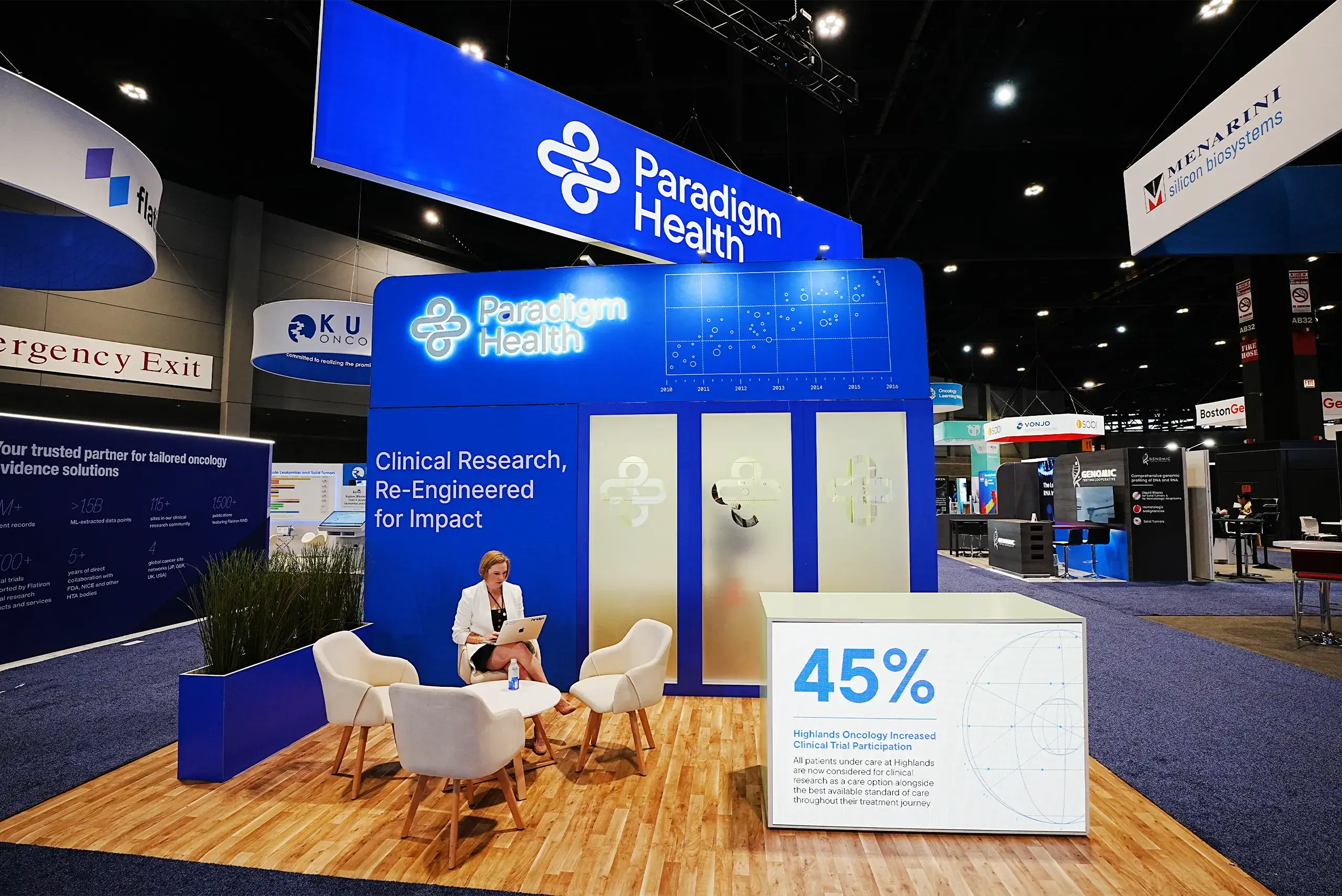 20×20 Trade Show Exhibit Rental for Paradigm At ASCO, Designed and Built By Exponents in Chicago