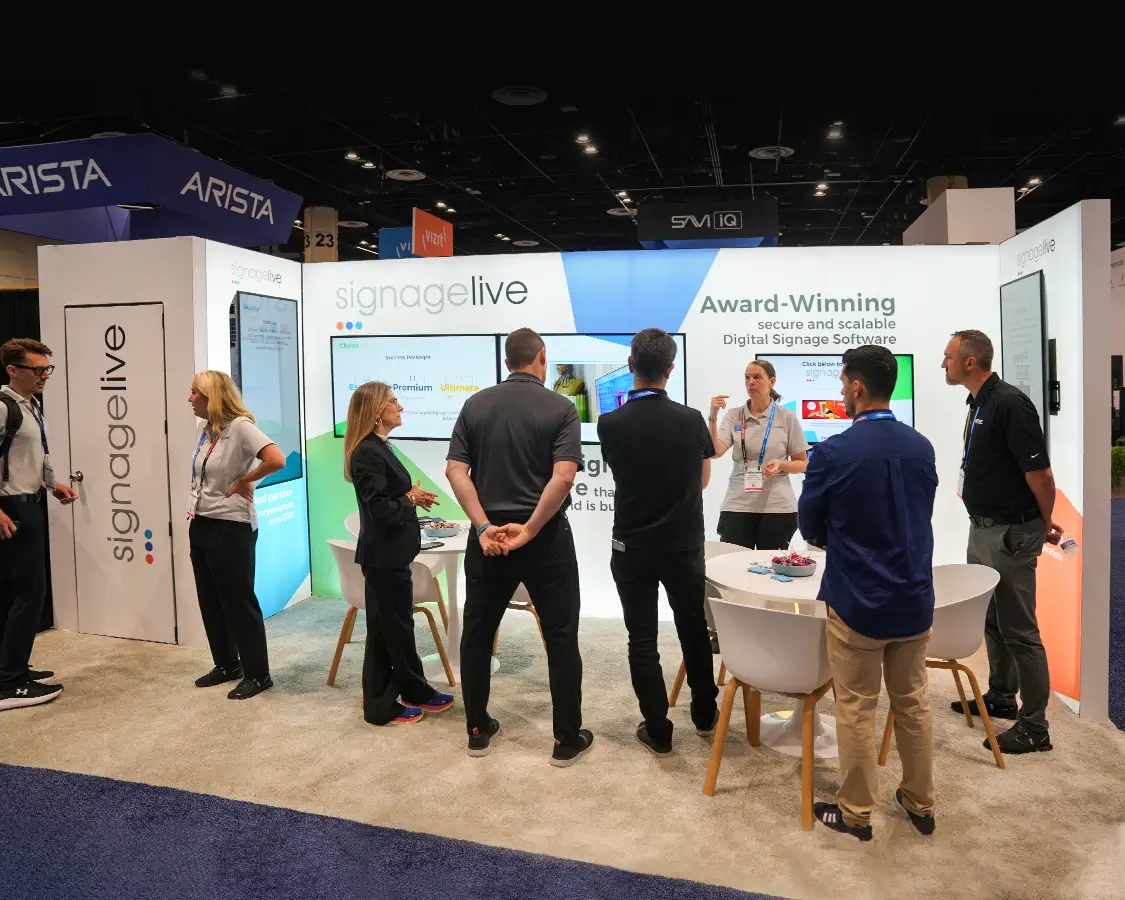 Amazing and robust signagelive 10x20 trade show booth rentals At Infocomm Show