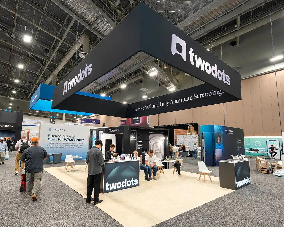 20×30 Trade Show Exhibit Rental for Twodots at Apartmentalize Show, Designed and Built by Exponents in Las Vegas 20×30 Trade Show Exhibit Rental for Twodots at Apartmentalize Show, Designed and Built by Exponents in Las Vegas