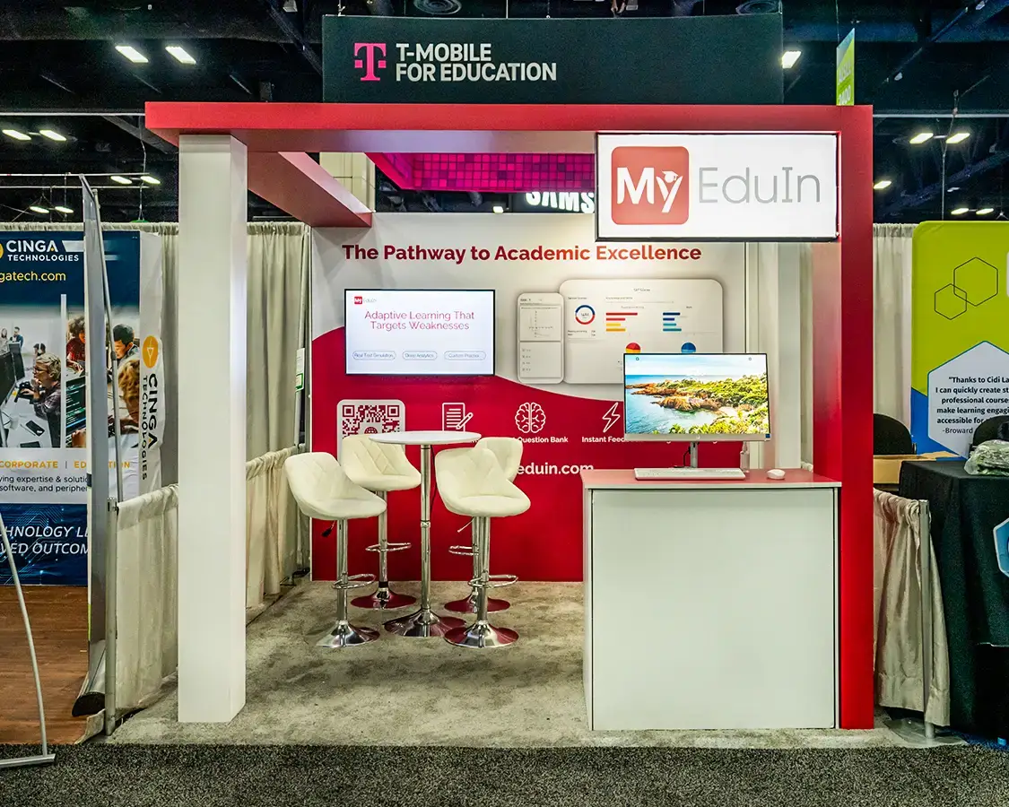 10×10 Trade Show Exhibit Rental for MyEduin at ISTE, Designed and Built By Exponents in San Antonio
