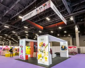 20×20 Trade Show Booth for Dossier at Cosmoprof Cosmoprof North America, Designed and Built By Exponents in Las Vegas