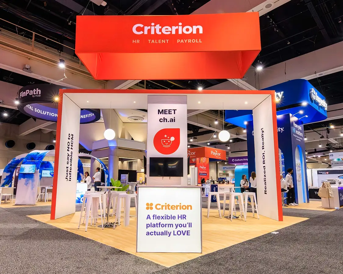 20×20 Trade Show Exhibit for Criterion At SHRM, Designed and Built By Exponents in San Diego