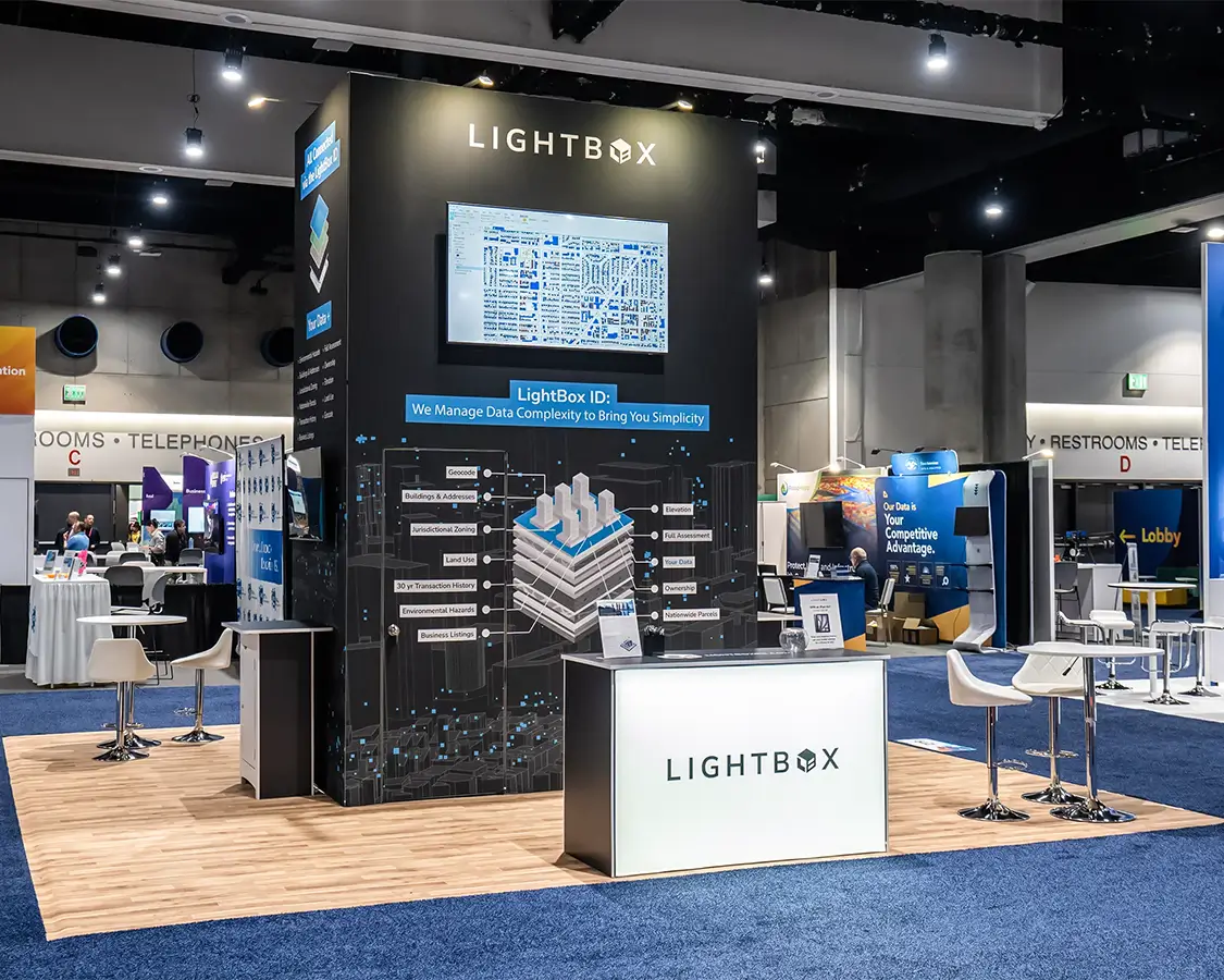 20×20 Trade Show Booth Rental for Lightbox at Esri User Conference, Designed and Built By Exponents in San Diego