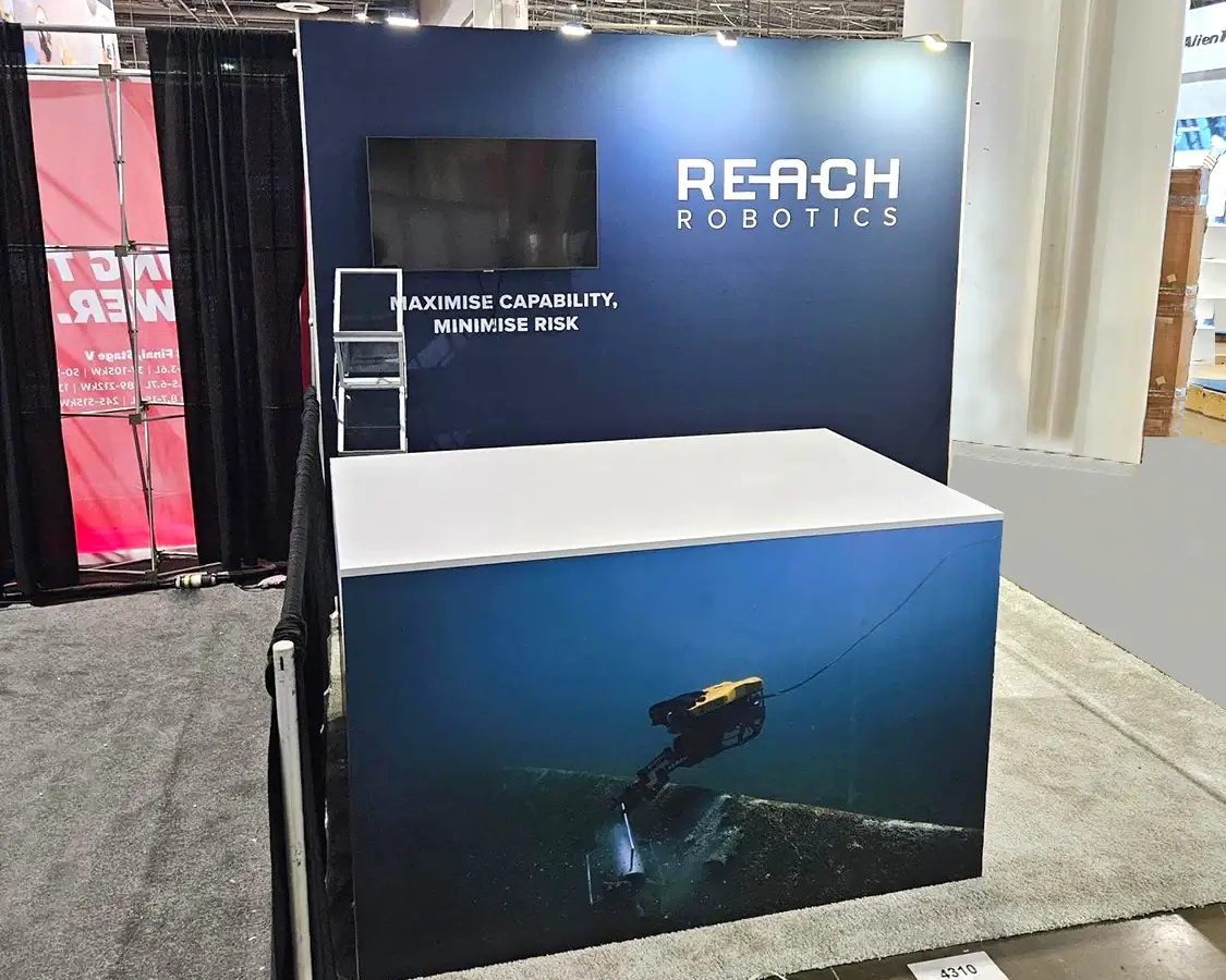 10'x10' Trade Show Display Rental for Reach Robotics at OTC, Designed and Built by Exponents in Houston