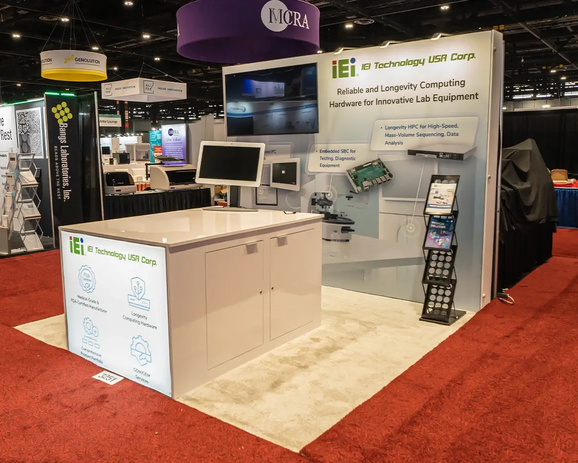 10x10 Iei Trade Show Booth Rental for IEI at ADLM 2025, Chicago, IL