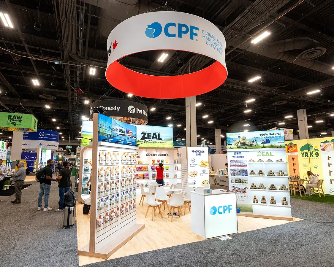 20×20 Exhibition Stand for CPF At Superzoo, Designed and Built By Exponents in Las Vegas