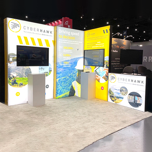 10x10 Trade Show Display for Cyberhawk at AUVSI Xponential, Designed and Built by Exponents in San Diego,CA