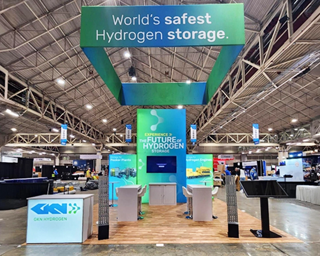 20x20 Custom Trade Show Exhibit for GKN at Powergen, Designed and Built by Exponents in New Orleans, LA