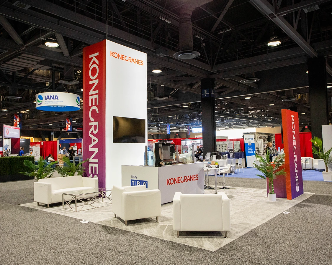 20x20 Trade Show Exhibit for Konecrane at IANA 2025, Long Beach, CA 20x20 Trade Show Exhibit for Konecrane at IANA 2025, Long Beach, CA