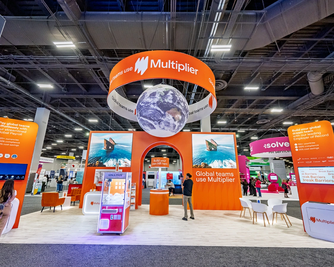 20x40 Trade Show Booths for use multiplier at HR Tech 2025, Designed and Built By Exponents in Las Vegas, NV