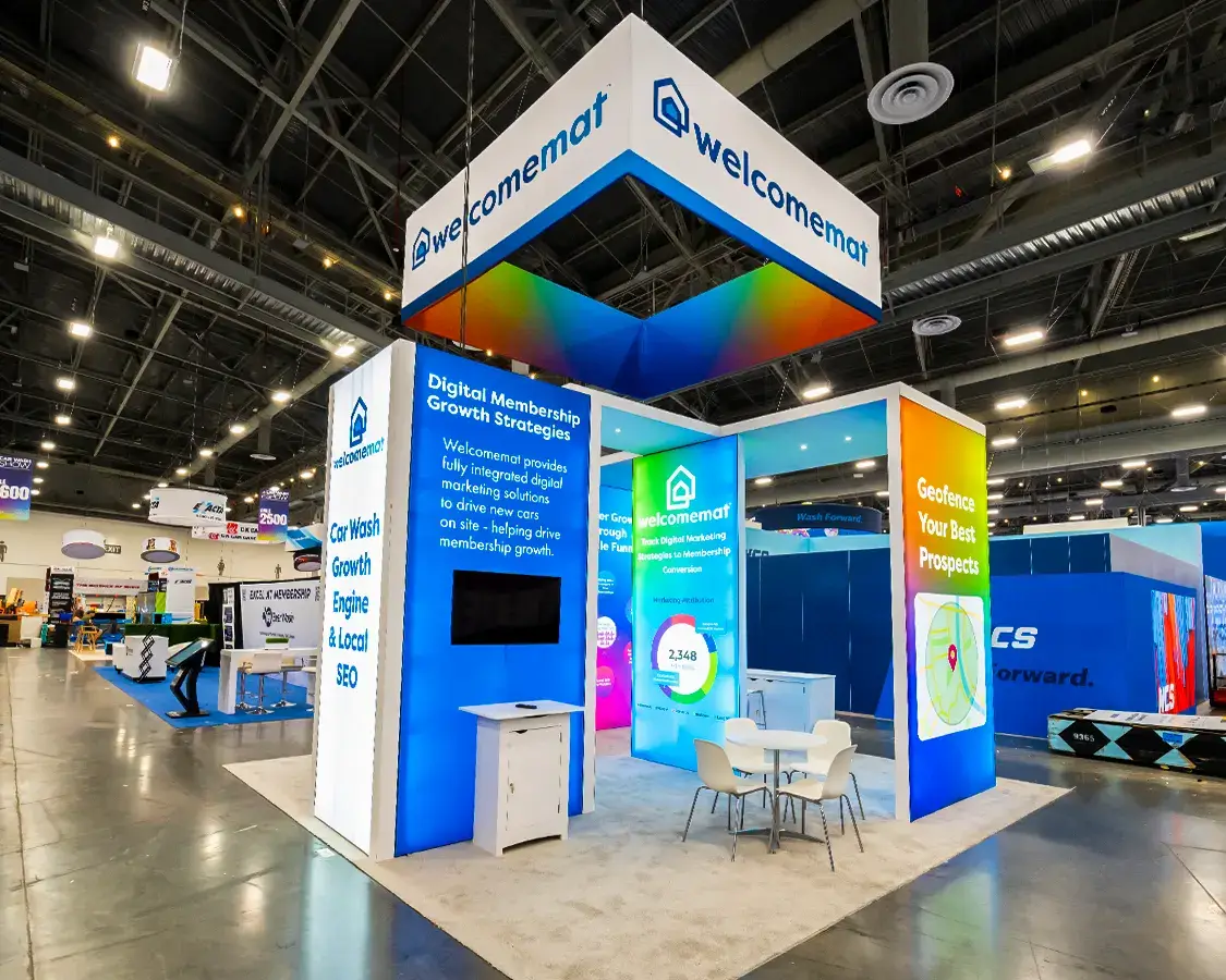 20×20 Trade Show Booths for Welcomemat at Car Wash Show, Designed and Built By Exponents in Nashville 20×20 Trade Show Booths for Welcomemat at Car Wash Show, Designed and Built By Exponents in Nashville