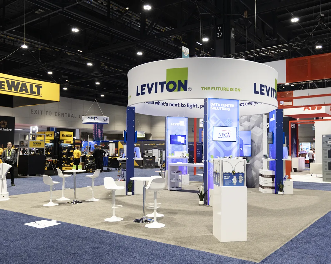30x30 Custom Trade Show Exhibit at for Leviton NECA 2025, Chicago, IL