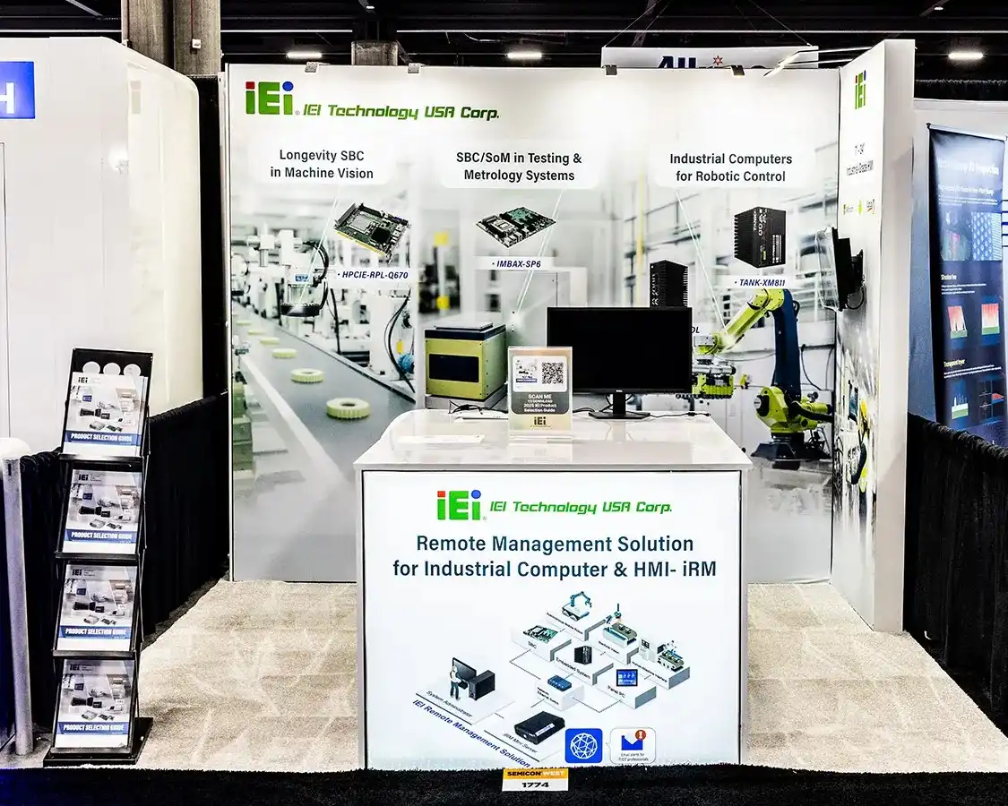 10x10 Trade Show Booth for IEI at Semicon West 2025, Designed and Built By Exponents in Phoenix, AZ