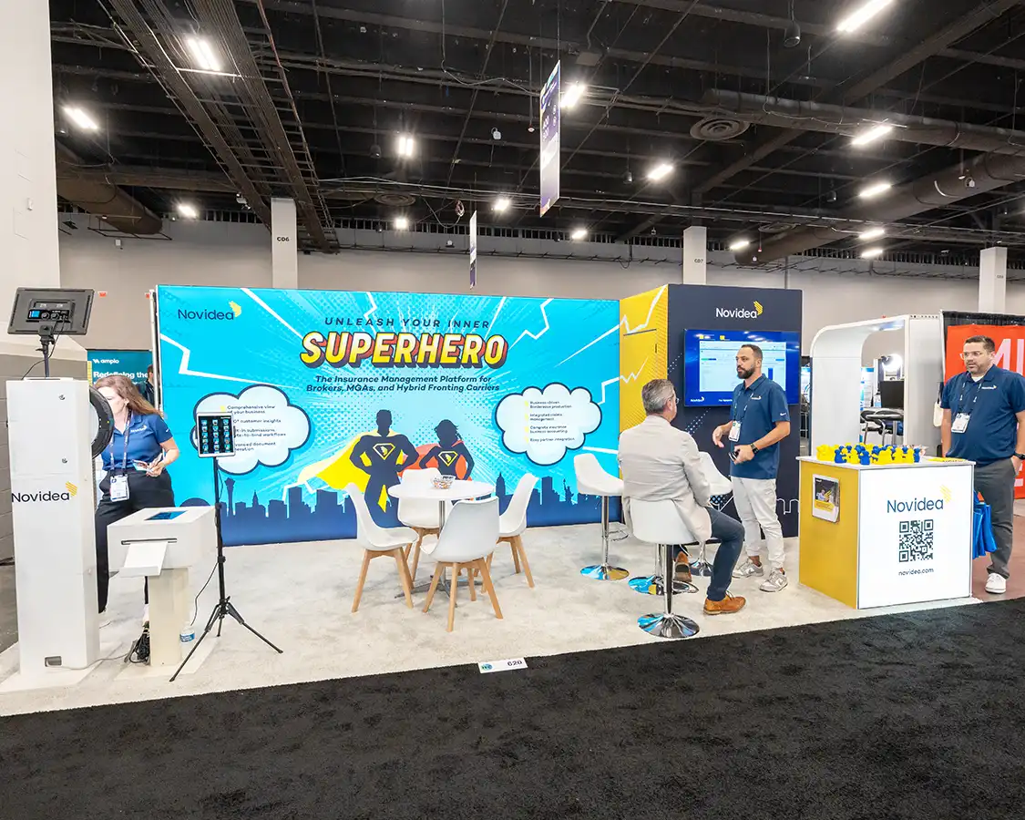 10x20 Trade Show Exhibit Rental for Novidea at ITC Vegas 2025, Designed and Built By Exponents in Las Vegas, NV