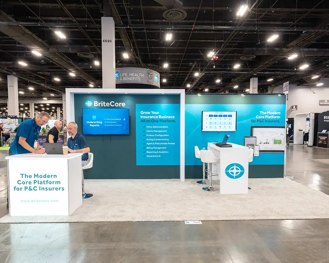 10x20 Trade Show Exhibit Rental for britecore at ITC Vegas 2025, Designed and Built By Exponents in Las Vegas, NV