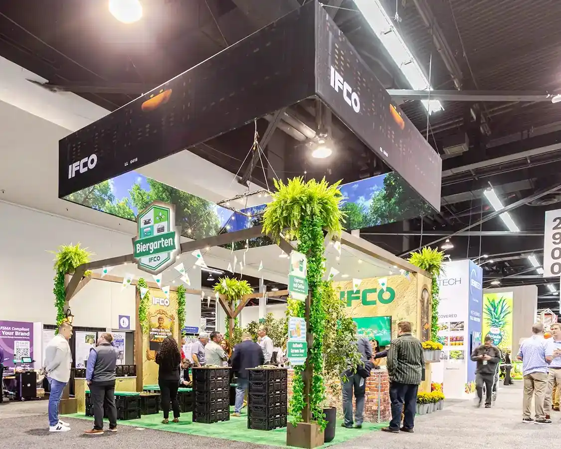 20x20 Trade Show Booth for IFCO at Global Produce Floral Show 2025, Designed and Built By Exponents in Anaheim, CA 20x20 Trade Show Booth for IFCO at Global Produce Floral Show 2025, Designed and Built By Exponents in Anaheim, CA