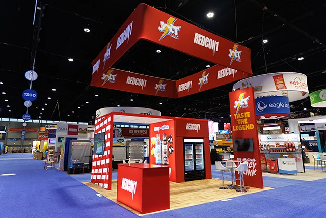 20x20 Trade Show Exhibit Rental for Redcon1 at NACS Show, Designed and Built by Exponents in Chicago,IL
