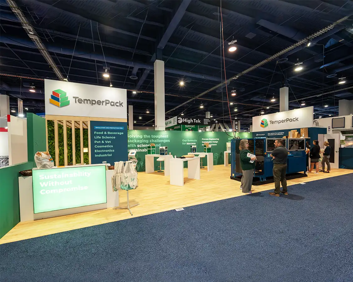 20x50 Trade Show Booth for Temperpack at Pack Expo Designed and Built by Exponents in Las Vegas NV 20x50 Trade Show Booth for Temperpack at Pack Expo Designed and Built by Exponents in Las Vegas NV