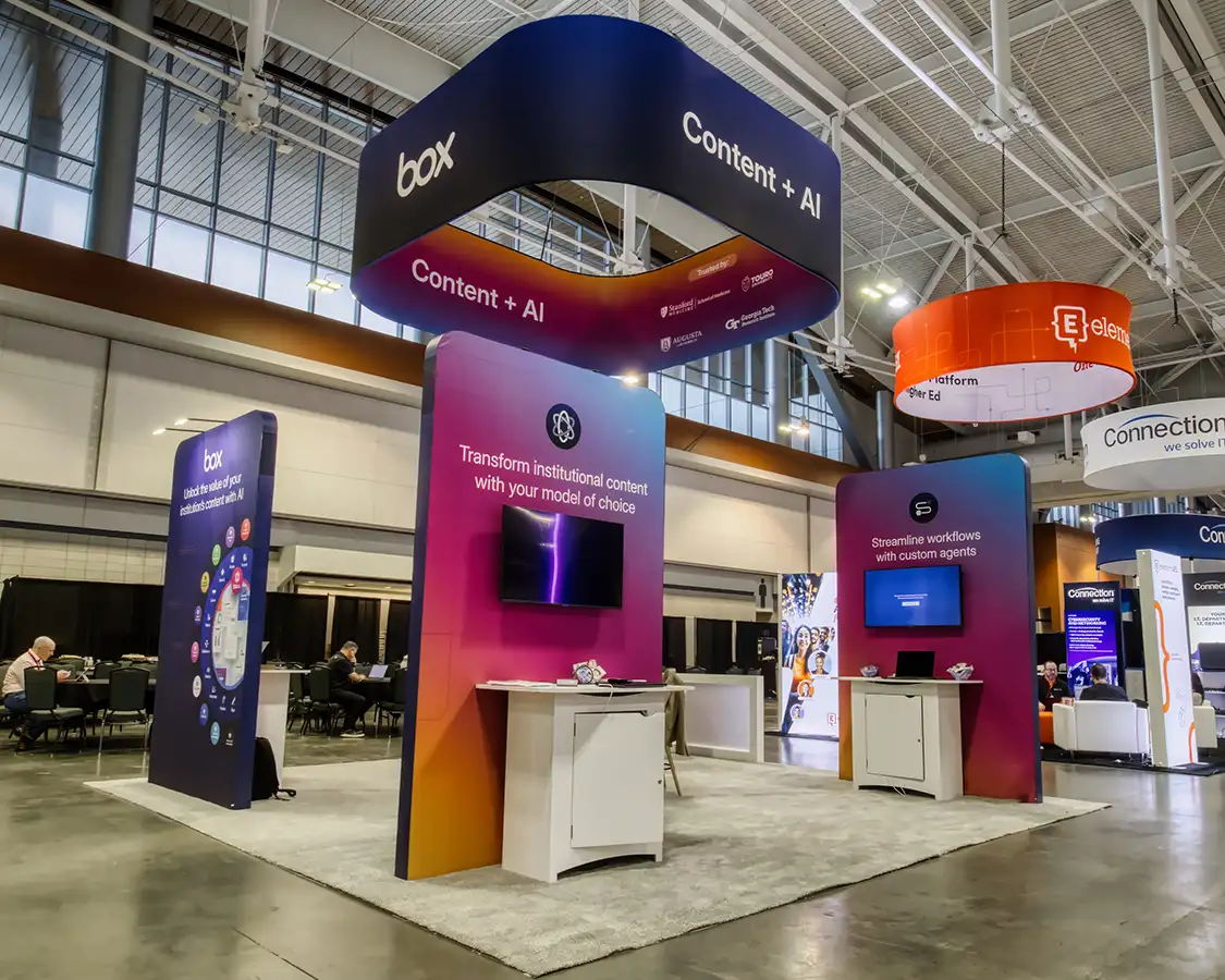 20x20 Trade Show Booth Rental for Box at Educause Annual Conference 2025, Designed and Built by Exponents in Nashville, TN
