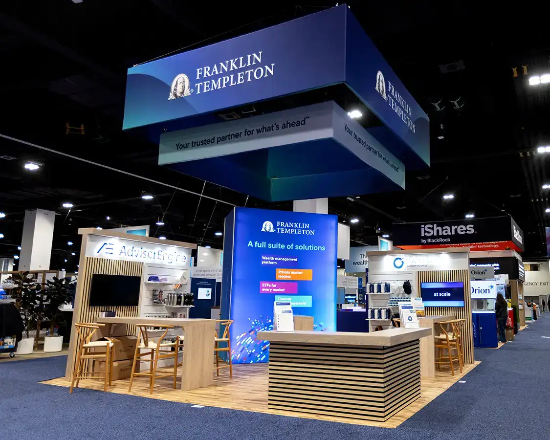 20x20 Trade Show Booth Rental for Franklin at Schwab Impact 2025, Designed and Built By Exponents in Denver, CO