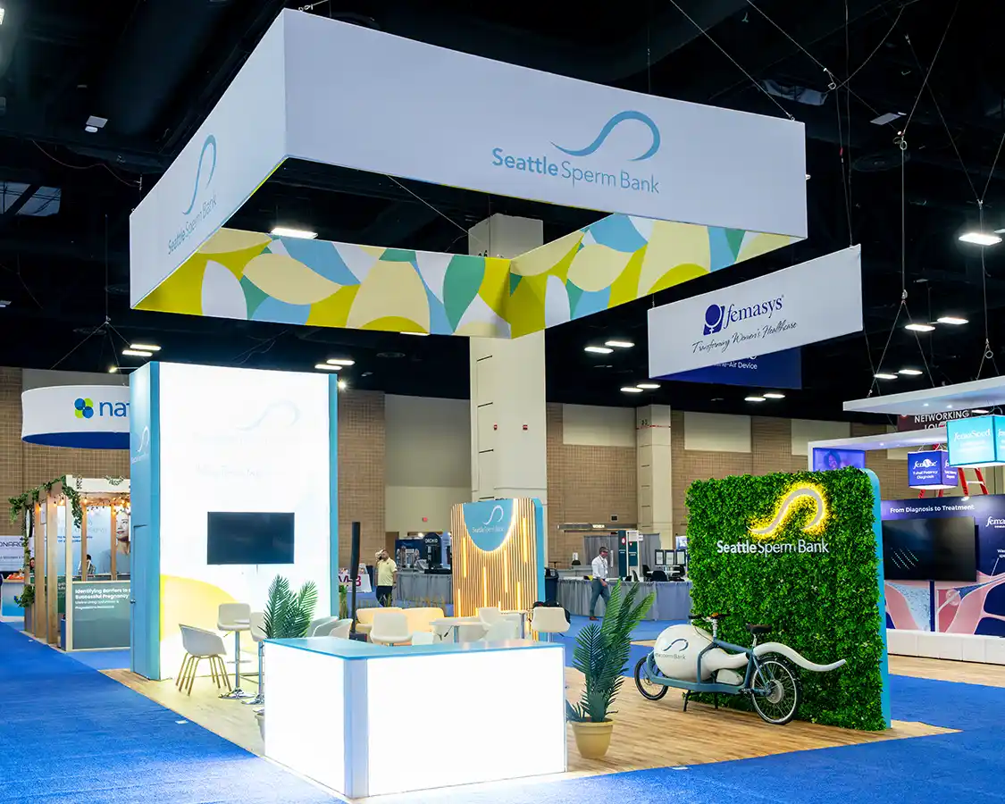 20x30 Trade Show Booth for Seattle at ASRM 2025, Designed and Built By Exponents in San Antonio, TX 20x30 Trade Show Booth for Seattle at ASRM 2025, Designed and Built By Exponents in San Antonio, TX